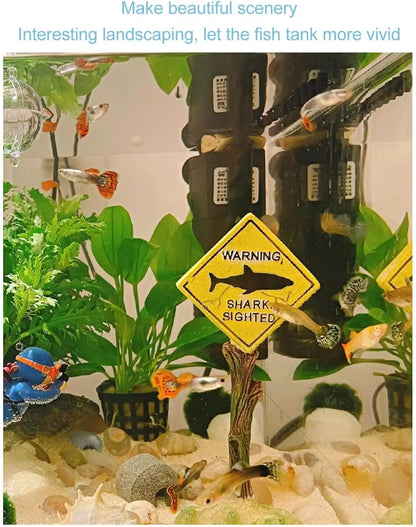 Shark Warning Sign- Fish Tank Decoration