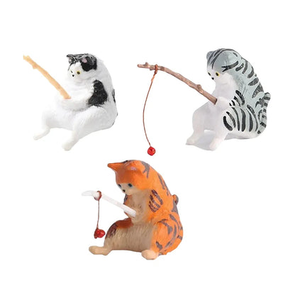 Cats Fishing- Fish Tank Decoration